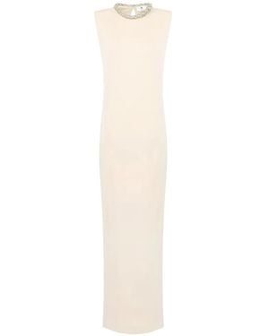 Elisabetta Franchi Jewelled Sleeveless Maxi Dress - White