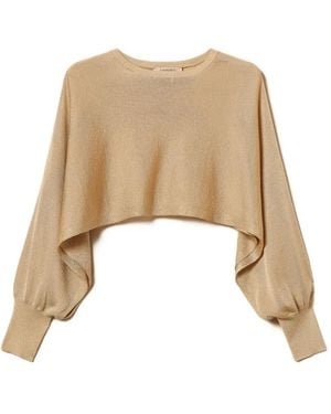 Twinset Lurex Cropped Top - Natural