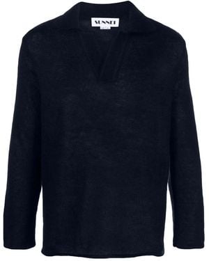 Sunnei Textured Mohair-Blend Polo Short - Blue