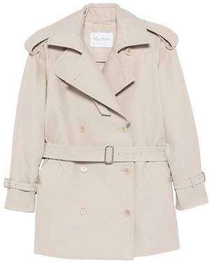 Max Mara Mxscacio Double-Breasted Belted Trench Coat - Neutro