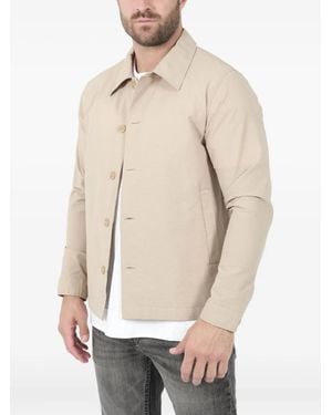 NN07 Button Seersucker Overshirt - Natural