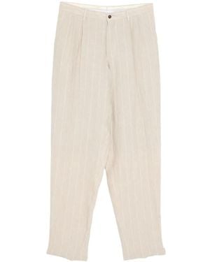 Giorgio Armani Striped Linen Trousers - White