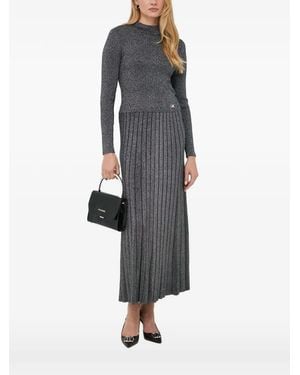 MICHAEL Michael Kors Pull Crop En Maille Côtelée Métallisée - Gray
