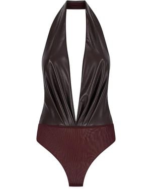 ANDAMANE Zendaya Halter-Neck Draped Bodysuit - Purple