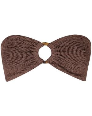 MC2 Saint Barth Crinkle-Effect Ring-Detail Bikini Top - Brown