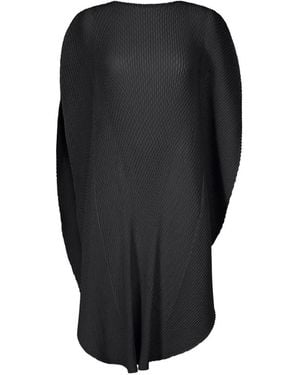 Issey Miyake Orbicular Pleats Open-Sleeve Midi Dress - Black