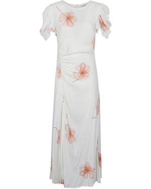 Mar De Margaritas Robe Kristel À Motif Fleuri Fendue - White
