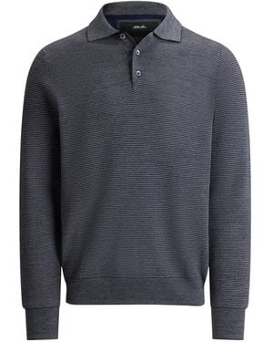 Ralph Lauren Striped Piqué-Knit Polo Shirt - Blue