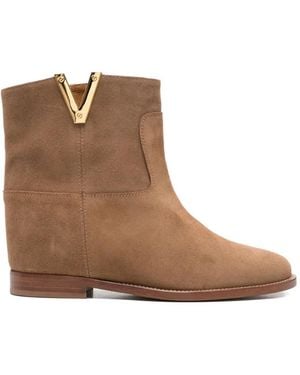 Via Roma 15 Botas Con Logo Metalizado - Marrón