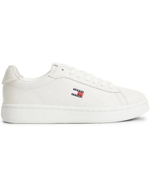Tommy Hilfiger Logo-Patch Leather Sneakers - White