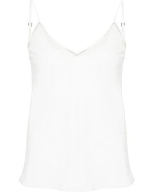 Nissa V-Neck Crepe De Chine Tank Top - White