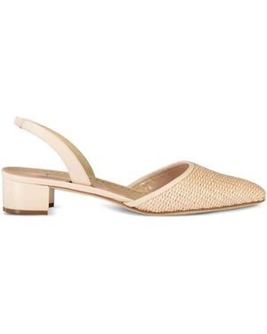 Manolo Blahnik 30Mm Raffro Samba Tondo Woven Slingback Pumps - Natural