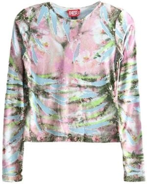 DIESEL Alia Distressed Floral-Print Top - White