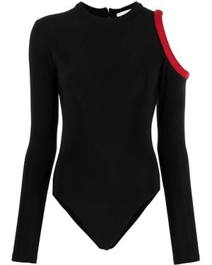 Atu Body Couture Ghosting Bodysuit With Cut-Away Shoulder - Black