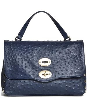 Zanellato Sac À Bandoulière En Cuir Postina À Détails De Clous - Blue
