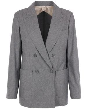 Max Mara Double-Breasted Peaked-Lapel Blazer - Gray
