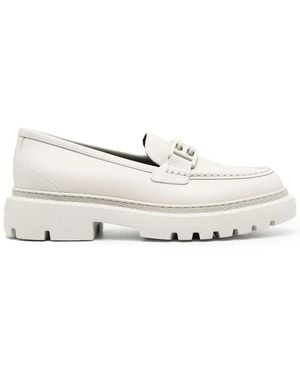 Bally Tonal Logo-Plaque Loafers - White