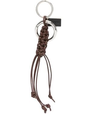Plan C Braided Leather Keyring - White