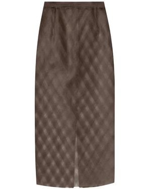 AURALEE Falda Midi En Jacquard - Marrón
