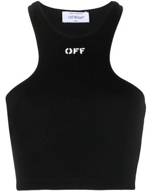 Off-White c/o Virgil Abloh Off-Stamp Ribbed Crop Top - Black