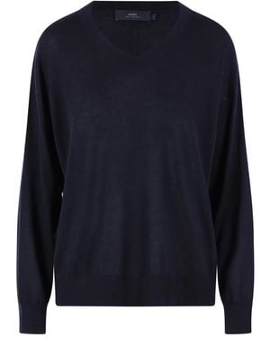 arch4 V-Neck Ribbed Jumper - Blue