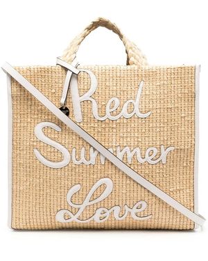 Red(V) Summer Love Straw Tote Bag - Natural
