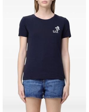 EA7 Palm Tree-Print T-Shirt - Blue