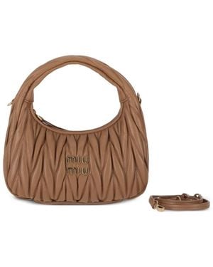 Miu Miu Small Wander Matelassé Tote Bag - Brown