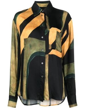 Louisa Ballou Abstract-Pattern Button-Up Shirt - Black