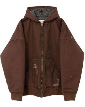 KAMIYA Boro Distressed Hooded Jacket - Brown