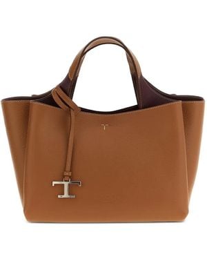 Tod's Medium Logo-Charm Tote Bag - Brown