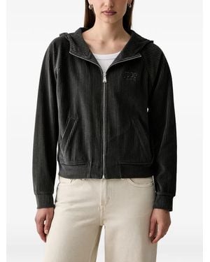 Joop! Ribbed-Knit Zip-Up Hoodie - Black