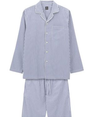 BOGGI Pyjama En Popeline De Coton À Fines Rayures - Blue