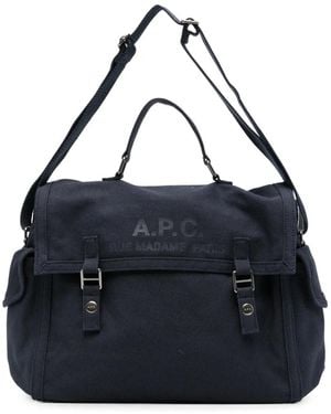 A.P.C. Logo-Print Messenger Bag - Blue