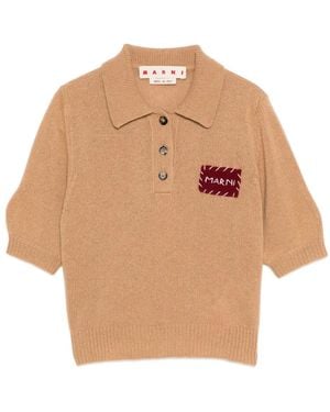 Marni Patch-Pocket Polo-Neck Top - Natural