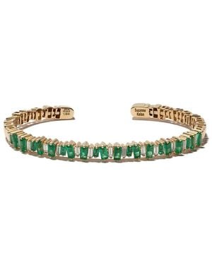 Suzanne Kalan 18-karat Gold, Emerald And Diamond Cuff - Metallic