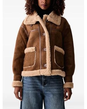 Silvian Heach Aviator Faux-Shearling-Trim Panelled Jacket - Blue