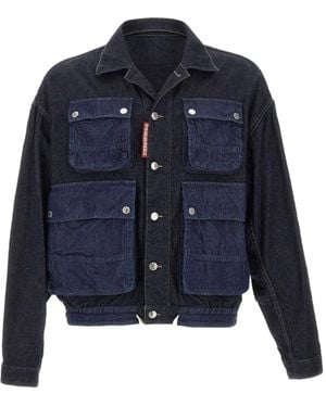 DSquared² Cargo Buttoned Denim Jacket - Blue