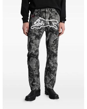 ICECREAM Running Dog Abstract-Print Jeans - Black