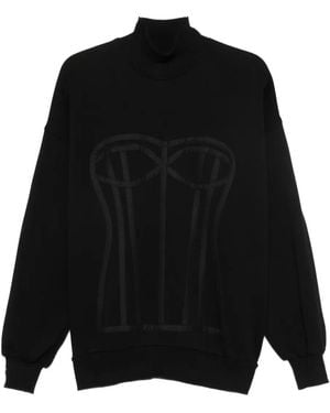 Hamza Kora Corset-Detail Turtleneck Sweatshirt - Black