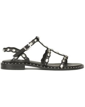 Ash Stud-Embellished Cage Flat Sandals - White