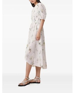 AllSaints Floral-Print Smocked Dress - White