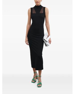 MARCELLA Amelia Mesh-Panel Dress - Black