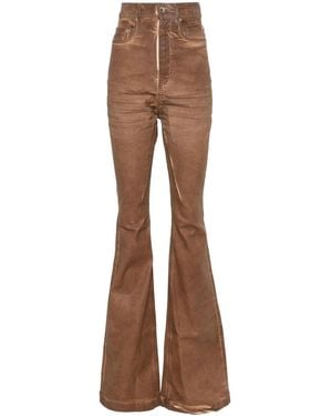 Rick Owens Bolan High-Waisted Flared Jeans - Brown