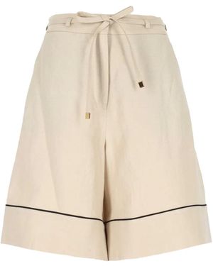 Agnona Pantalones Cortos Con Cintura Lazada - Neutro