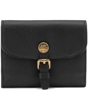 Etro Small Pony Buckle-Detail Leather Wallet - Black