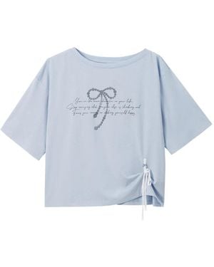 B+ AB Graphic-Print Side-Tie T-Shirt - Blue
