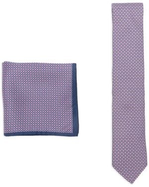 Canali ジオメトリック ネクタイ セット - パープル