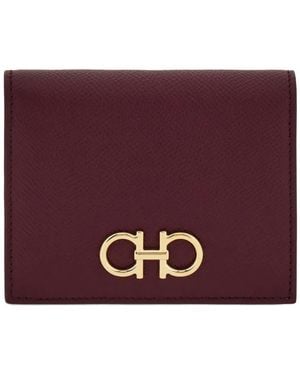Ferragamo Gancini Buckle Compact Wallet - Purple
