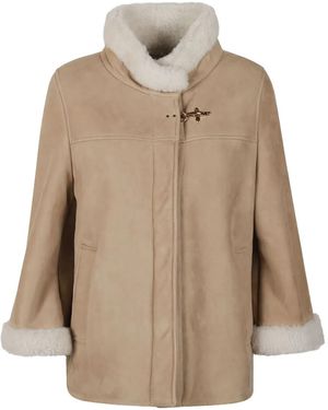 Fay Shearling-Trim Coat - Natural